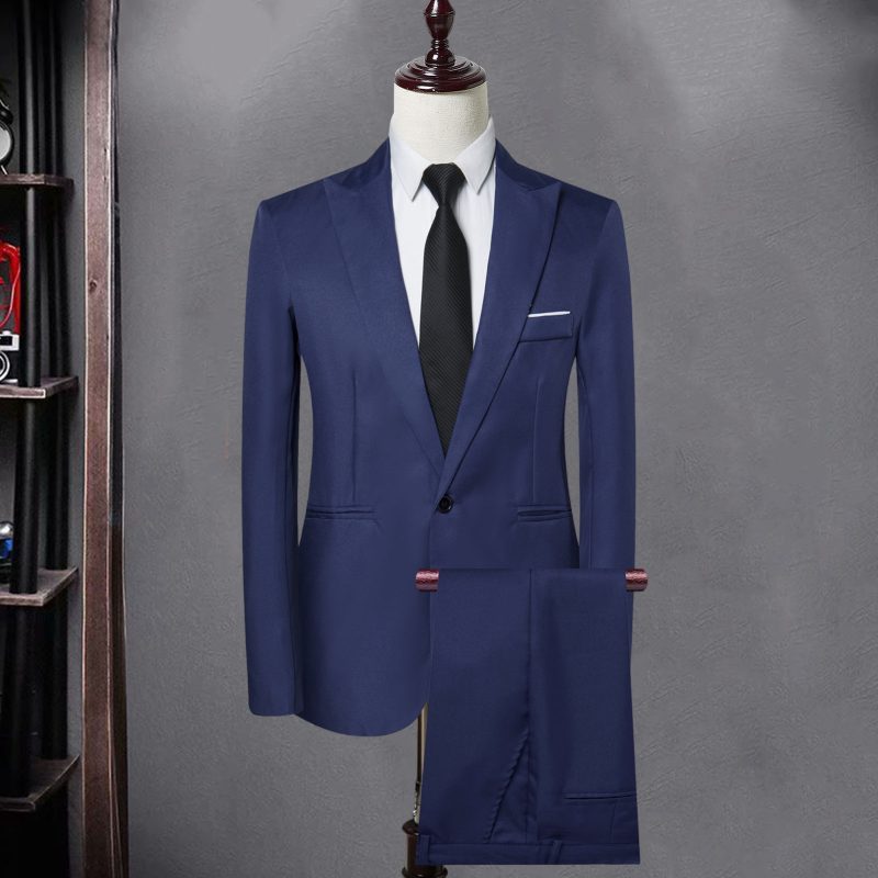 2Pcs/Set Men Blazer Pants Set Solid Color Lapel Long Sleeve Single-breasted Men Suit Coat Pants Suit Mid-rise Male Business Suit - Image 9