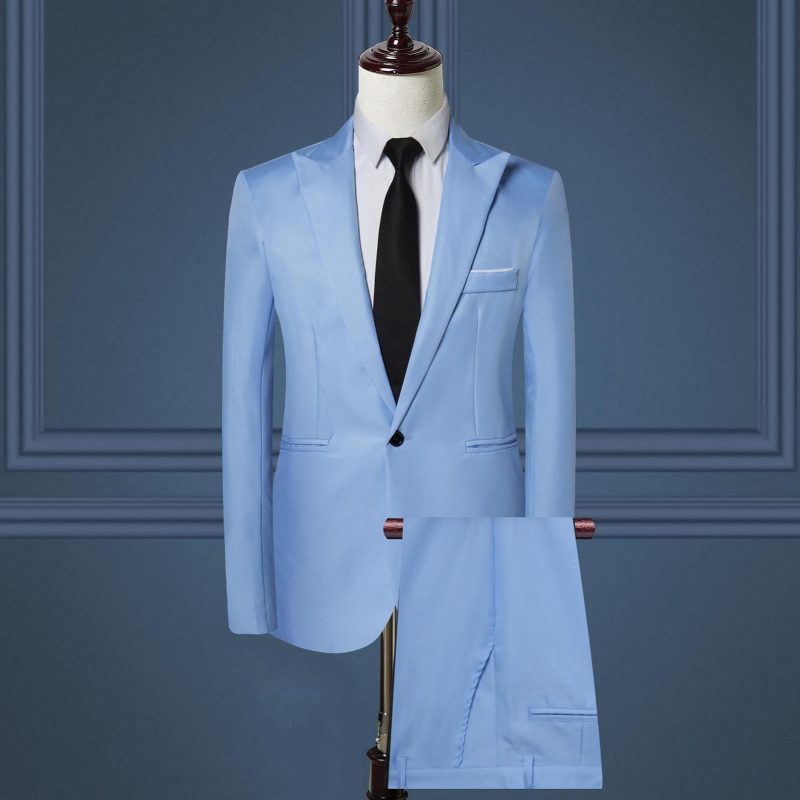2Pcs/Set Men Blazer Pants Set Solid Color Lapel Long Sleeve Single-breasted Men Suit Coat Pants Suit Mid-rise Male Business Suit - Image 11