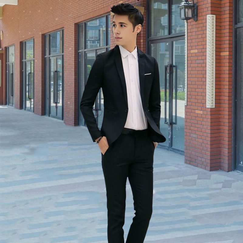 2Pcs/Set Men Blazer Pants Set Solid Color Lapel Long Sleeve Single-breasted Men Suit Coat Pants Suit Mid-rise Male Business Suit - Image 12