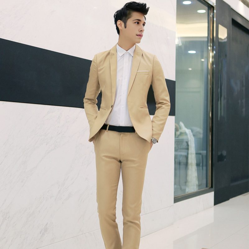 2Pcs/Set Men Blazer Pants Set Solid Color Lapel Long Sleeve Single-breasted Men Suit Coat Pants Suit Mid-rise Male Business Suit - Image 13