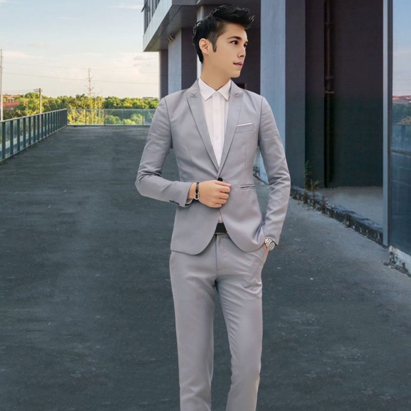 2Pcs/Set Men Blazer Pants Set Solid Color Lapel Long Sleeve Single-breasted Men Suit Coat Pants Suit Mid-rise Male Business Suit - Image 14