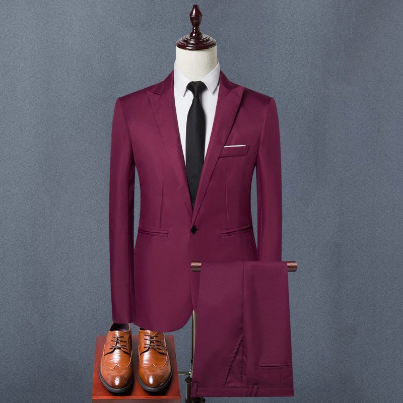 2Pcs/Set Men Blazer Pants Set Solid Color Lapel Long Sleeve Single-breasted Men Suit Coat Pants Suit Mid-rise Male Business Suit - Image 16