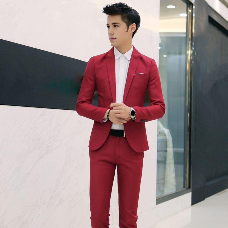 2Pcs/Set Men Blazer Pants Set Solid Color Lapel Long Sleeve Single-breasted Men Suit Coat Pants Suit Mid-rise Male Business Suit - Image 17