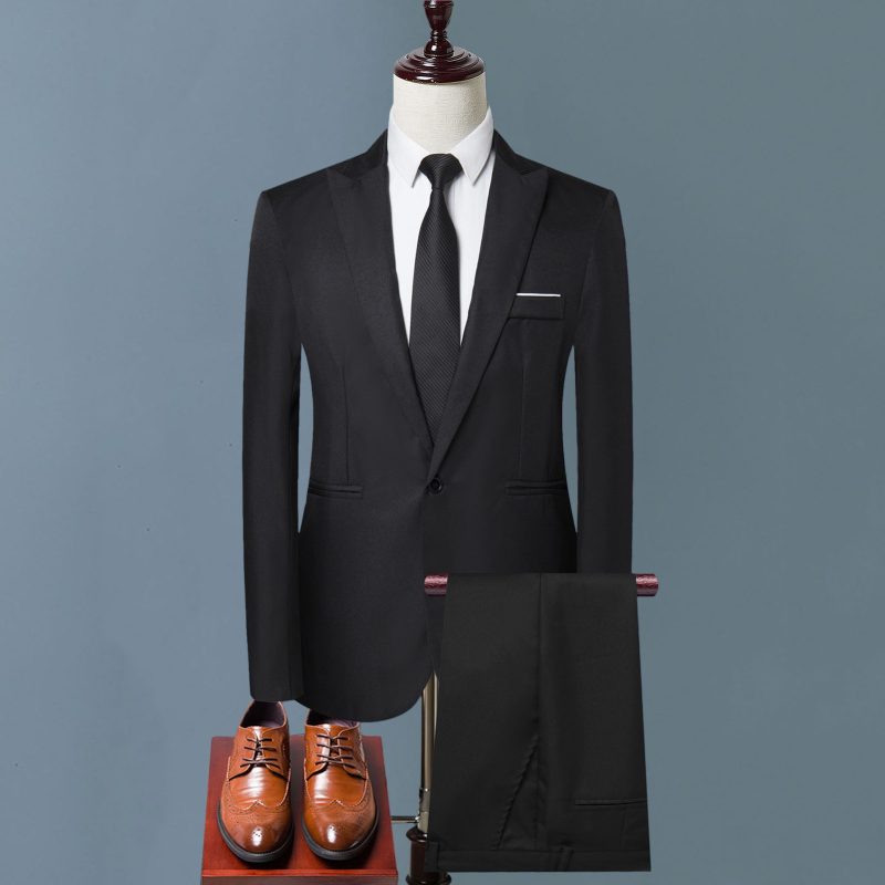 2Pcs/Set Men Blazer Pants Set Solid Color Lapel Long Sleeve Single-breasted Men Suit Coat Pants Suit Mid-rise Male Business Suit - Image 23