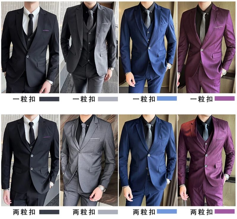 The New Boutique 6XL (Blazer + Vest + Trousers) Men's Suit Fashion Business Italian Style Wedding Gentleman Dress Formal 3-piece - Image 5