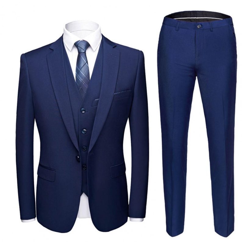 High Quality (Blazer+ Waistcoat + Trousers) Men Simple Business Elegant Fashion Job Interview Gentleman Suit Slim 3-piece Suit