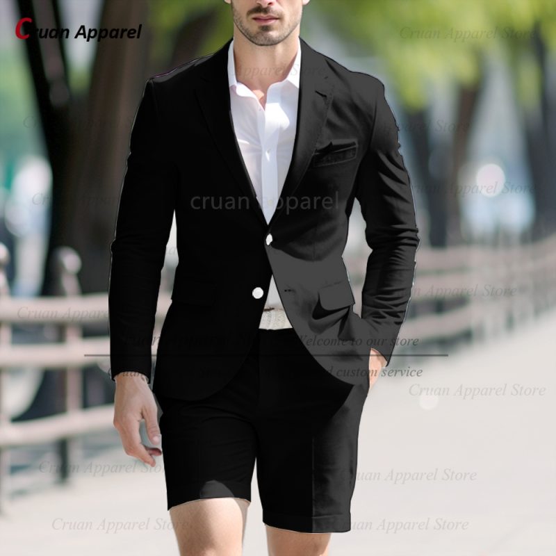 Fashion Men Classic Royal Blue Suit Set Birthday Banquet High Quality Outfits Casual Party Stylish Solid Blazer Short Pants 2Pcs - Image 4