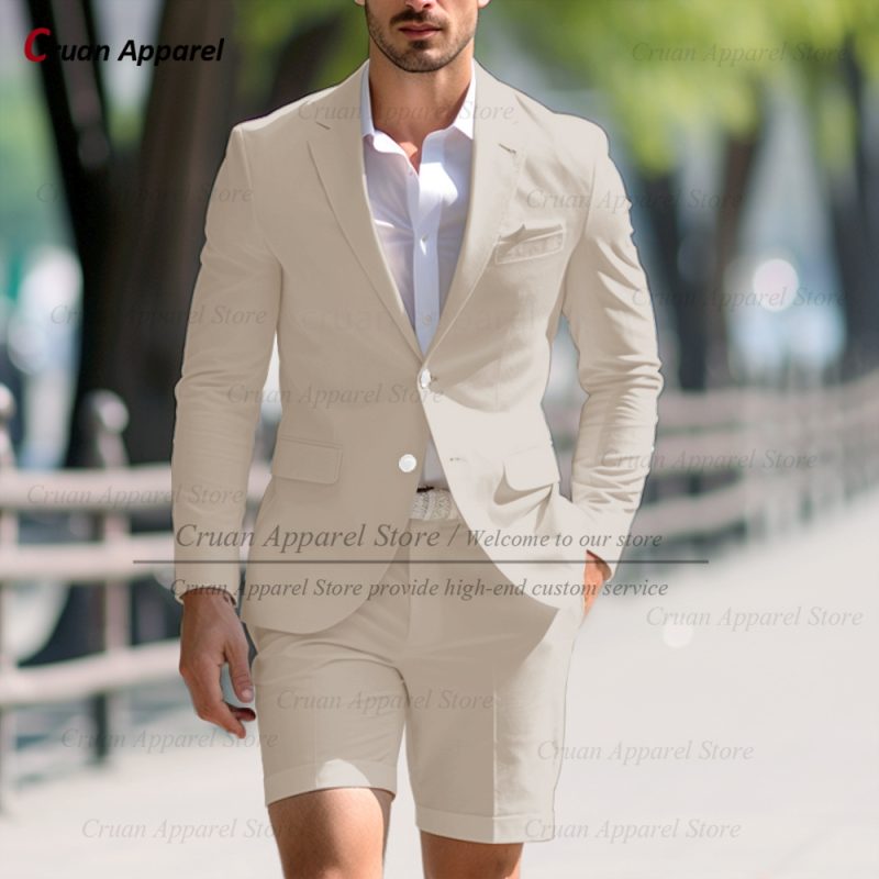 Fashion Men Classic Royal Blue Suit Set Birthday Banquet High Quality Outfits Casual Party Stylish Solid Blazer Short Pants 2Pcs - Image 5