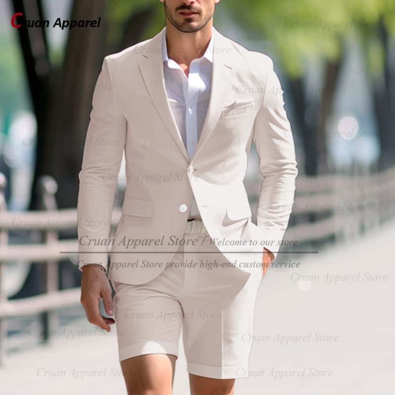 Fashion Men Classic Royal Blue Suit Set Birthday Banquet High Quality Outfits Casual Party Stylish Solid Blazer Short Pants 2Pcs - Image 7