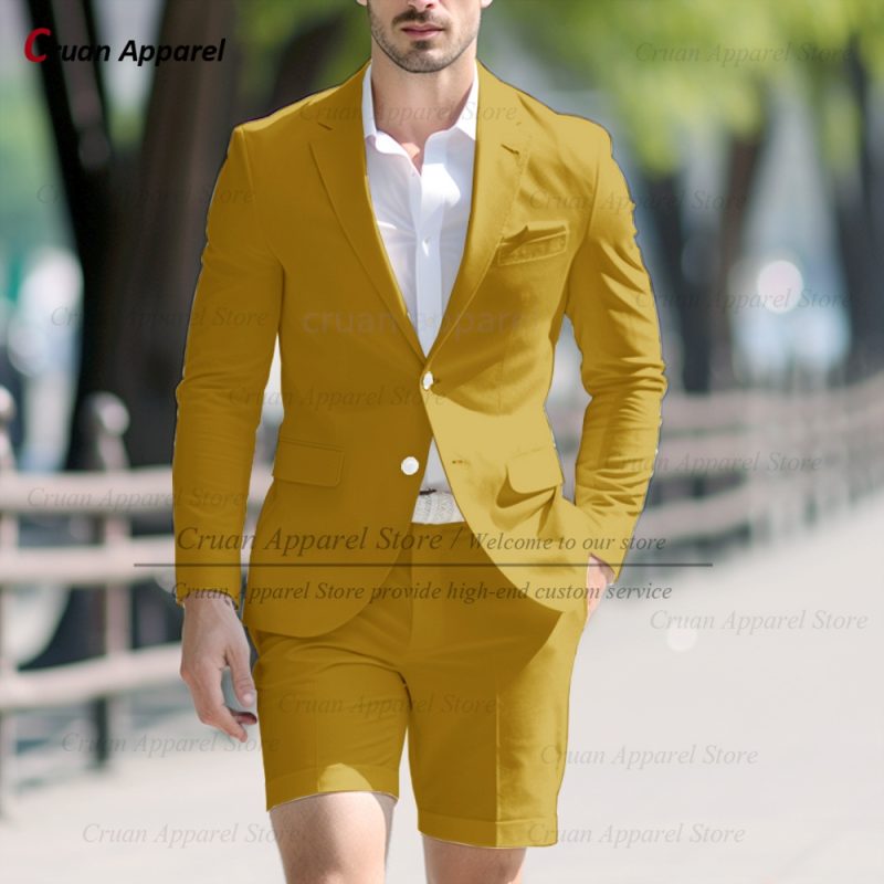 Fashion Men Classic Royal Blue Suit Set Birthday Banquet High Quality Outfits Casual Party Stylish Solid Blazer Short Pants 2Pcs - Image 10