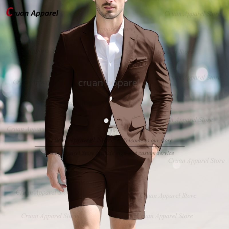 Fashion Men Classic Royal Blue Suit Set Birthday Banquet High Quality Outfits Casual Party Stylish Solid Blazer Short Pants 2Pcs - Image 13