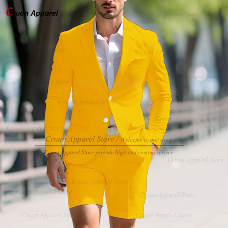 Fashion Men Classic Royal Blue Suit Set Birthday Banquet High Quality Outfits Casual Party Stylish Solid Blazer Short Pants 2Pcs - Image 14