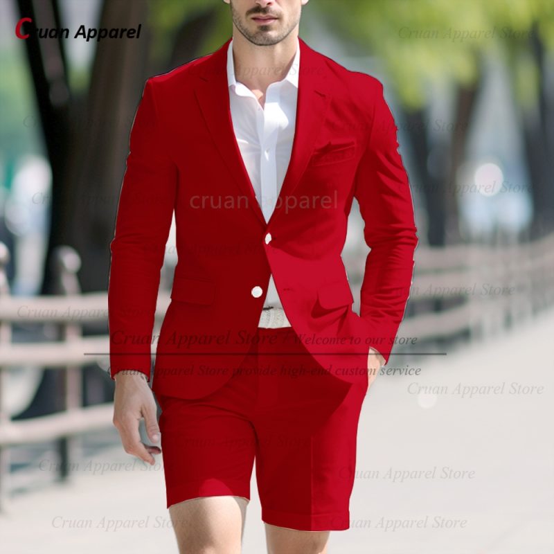 Fashion Men Classic Royal Blue Suit Set Birthday Banquet High Quality Outfits Casual Party Stylish Solid Blazer Short Pants 2Pcs - Image 17