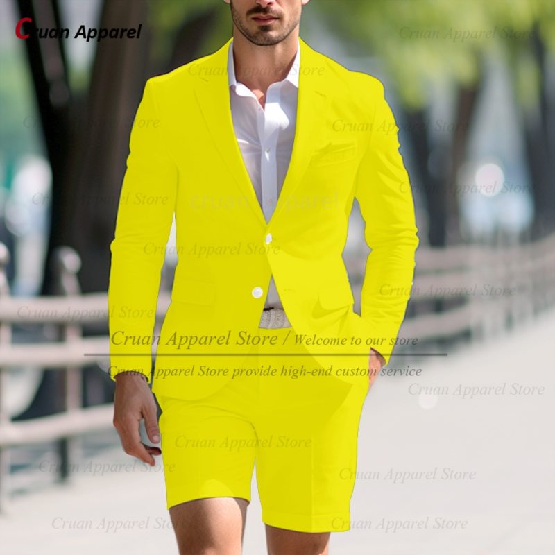 Fashion Men Classic Royal Blue Suit Set Birthday Banquet High Quality Outfits Casual Party Stylish Solid Blazer Short Pants 2Pcs - Image 18
