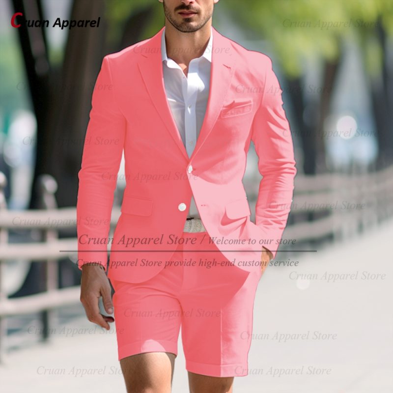 Fashion Men Classic Royal Blue Suit Set Birthday Banquet High Quality Outfits Casual Party Stylish Solid Blazer Short Pants 2Pcs - Image 19