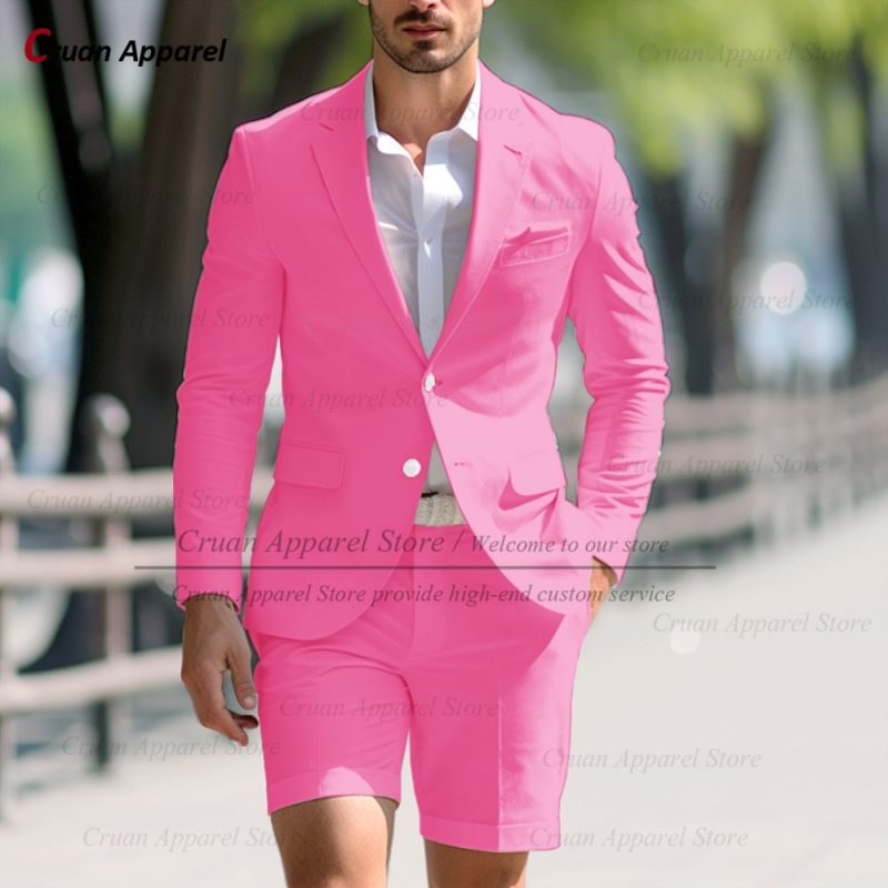 Fashion Men Classic Royal Blue Suit Set Birthday Banquet High Quality Outfits Casual Party Stylish Solid Blazer Short Pants 2Pcs - Image 21