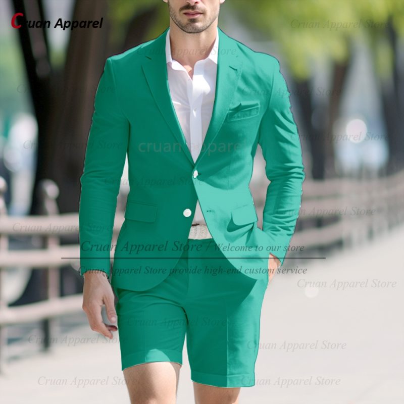 Fashion Men Classic Royal Blue Suit Set Birthday Banquet High Quality Outfits Casual Party Stylish Solid Blazer Short Pants 2Pcs - Image 22
