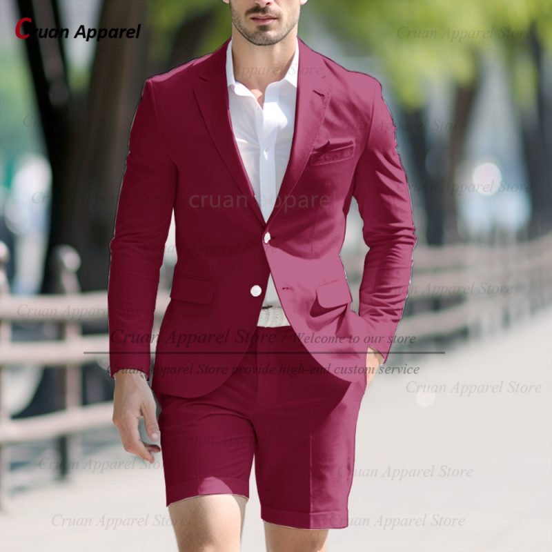 Fashion Men Classic Royal Blue Suit Set Birthday Banquet High Quality Outfits Casual Party Stylish Solid Blazer Short Pants 2Pcs - Image 25