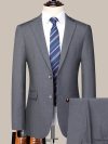 Men's 2024 Slim-fit Two-button Business Suit Professional Work Formal Two-piece Set Trousers Included S-6XL