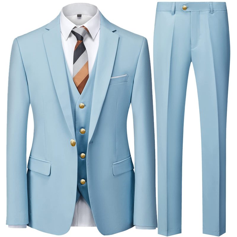 2023 Fashion Men's Casual Business Suit 3 Pieces Set / Male Dress Blazers Jacket Coat Blazers Trousers Pants Vest Waistcoat - Image 2
