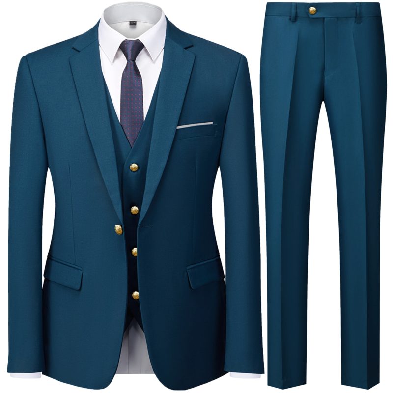 2023 Fashion Men's Casual Business Suit 3 Pieces Set / Male Dress Blazers Jacket Coat Blazers Trousers Pants Vest Waistcoat - Image 3