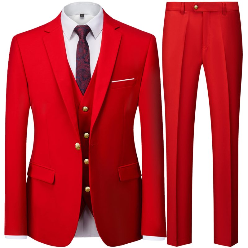 2023 Fashion Men's Casual Business Suit 3 Pieces Set / Male Dress Blazers Jacket Coat Blazers Trousers Pants Vest Waistcoat - Image 4