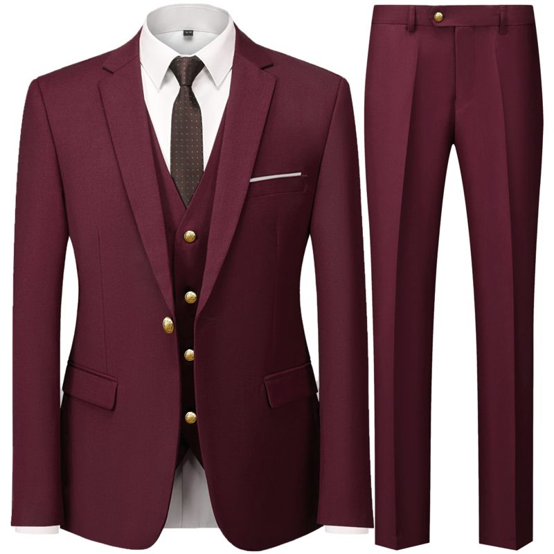 2023 Fashion Men's Casual Business Suit 3 Pieces Set / Male Dress Blazers Jacket Coat Blazers Trousers Pants Vest Waistcoat - Image 5