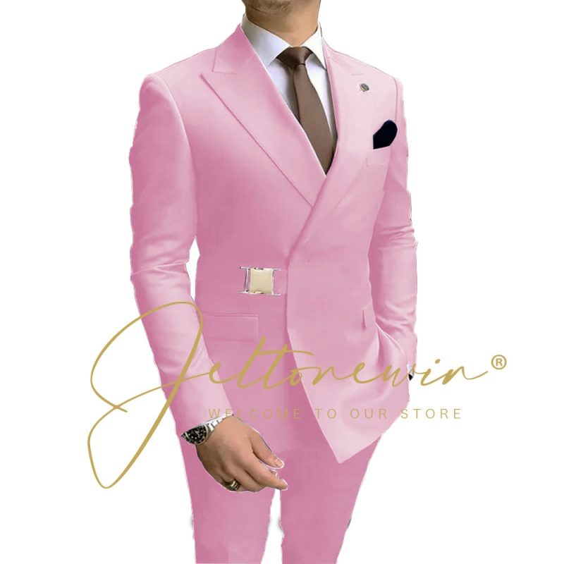 Navy Blue Men Suits Wedding Groom Tuxedos 2 Pieces Formal Blazer Peaked Lapel Double Breasted Prom Suits (Jacket+Pants) - Image 8