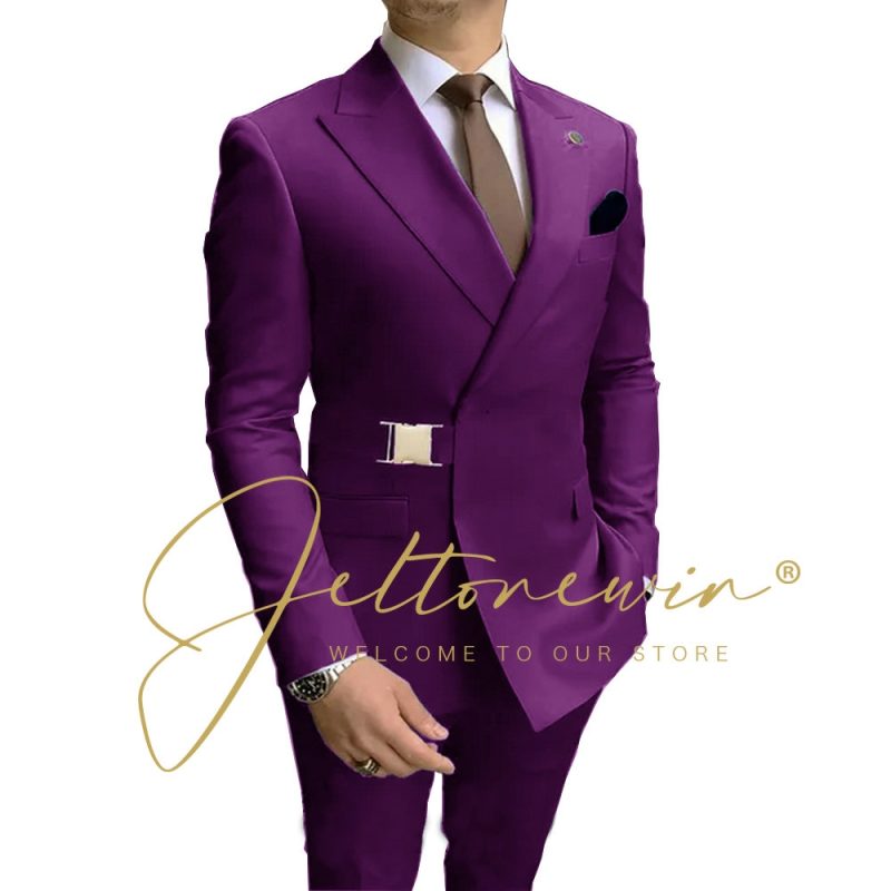 Navy Blue Men Suits Wedding Groom Tuxedos 2 Pieces Formal Blazer Peaked Lapel Double Breasted Prom Suits (Jacket+Pants) - Image 13