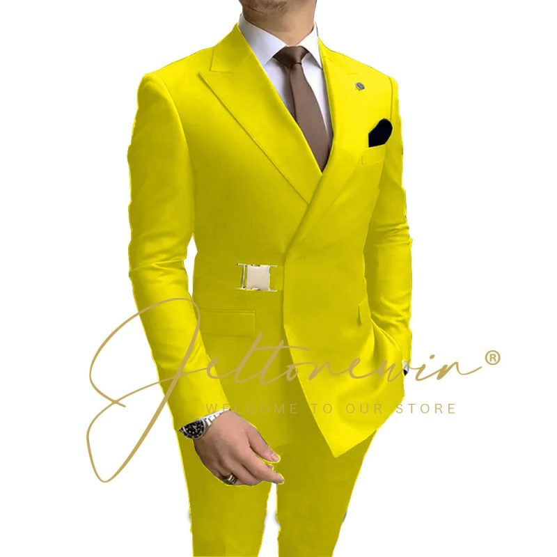 Navy Blue Men Suits Wedding Groom Tuxedos 2 Pieces Formal Blazer Peaked Lapel Double Breasted Prom Suits (Jacket+Pants) - Image 18