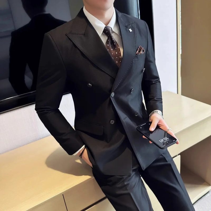2 Piece Outfit Set Man Slim Fit Full Suit for Men Casual Blazer Business Spring Autumn Ceremony Clothing Classic Pants Fashion - Image 2