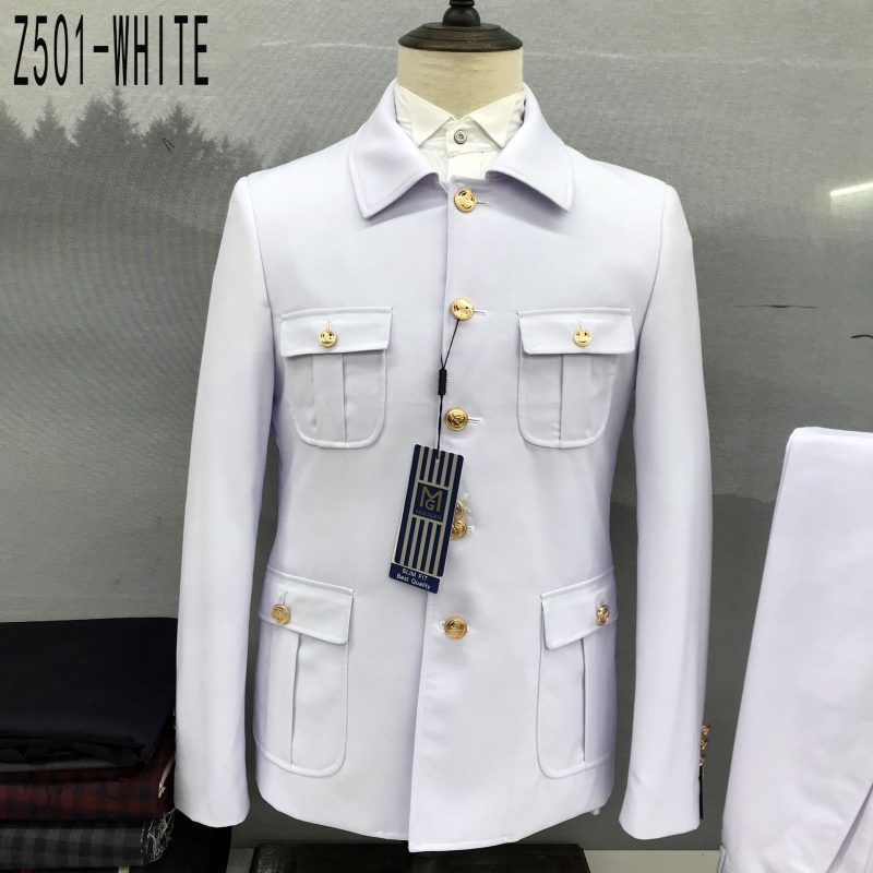 2 Pcs Suit Set Blazers Jacket Pants / 2023 Fashion Men's Casual Boutique Single Breasted Stand Collar Tunic Suits Coat Trousers - Image 5