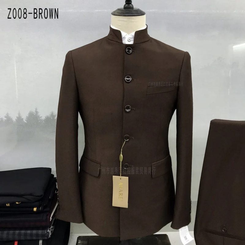 2 Pcs Suit Set Blazers Jacket Pants / 2023 Fashion Men's Casual Boutique Single Breasted Stand Collar Tunic Suits Coat Trousers - Image 10