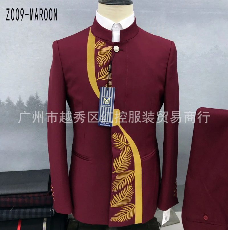 2 Pcs Suit Set Blazers Jacket Pants / 2023 Fashion Men's Casual Boutique Single Breasted Stand Collar Tunic Suits Coat Trousers - Image 17