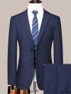 Men's Slim Fit Two-Button Wedding Suit Korean Style Business Formal Two-Piece Set with Trousers High-Quality 2025