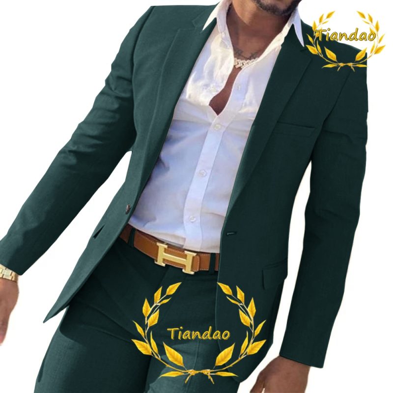 Suit for Men2-Piece Business Jacket Pants Khaki Wedding Best Man Tuxedo Slim Fit Formal Blazer Set Custom - Image 7