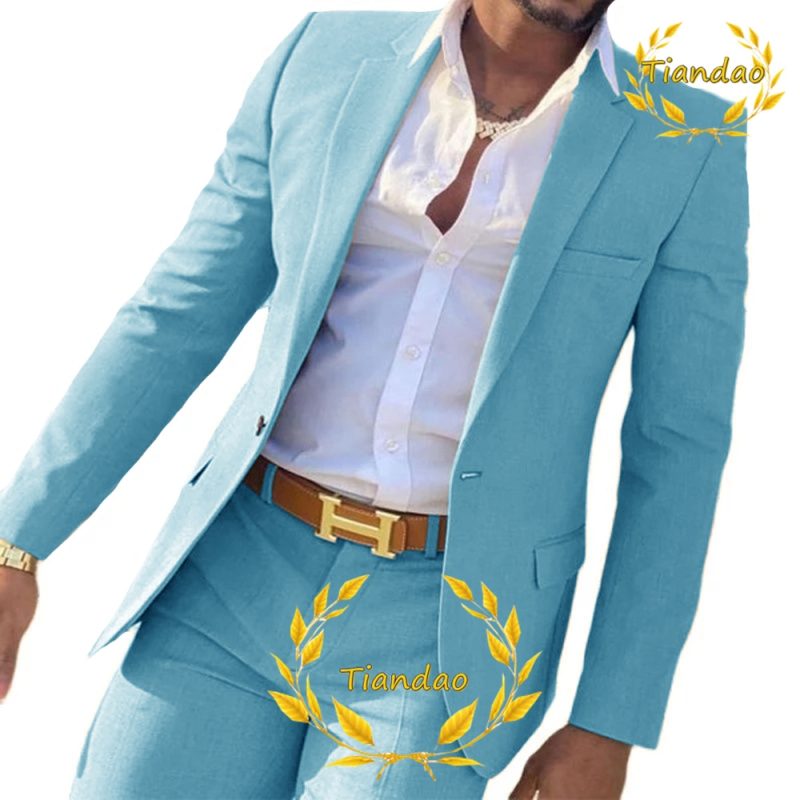 Suit for Men2-Piece Business Jacket Pants Khaki Wedding Best Man Tuxedo Slim Fit Formal Blazer Set Custom - Image 8