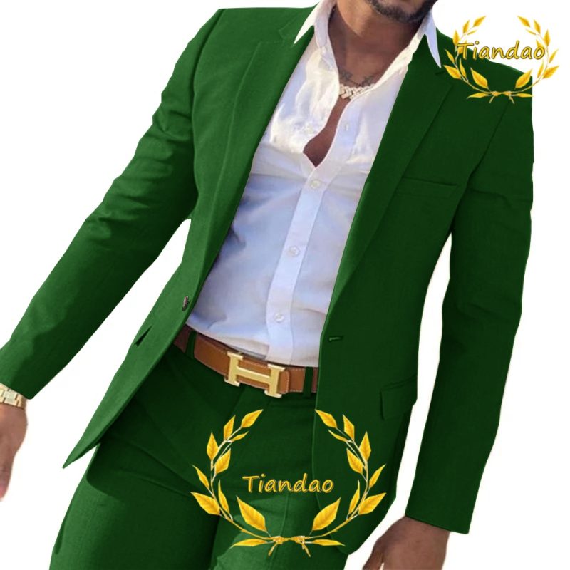Suit for Men2-Piece Business Jacket Pants Khaki Wedding Best Man Tuxedo Slim Fit Formal Blazer Set Custom - Image 9