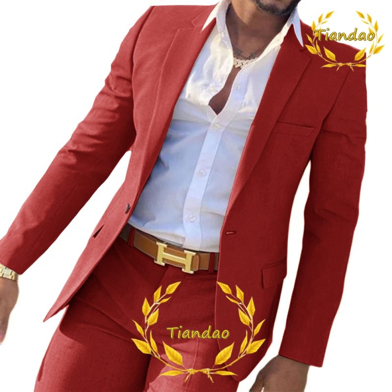 Suit for Men2-Piece Business Jacket Pants Khaki Wedding Best Man Tuxedo Slim Fit Formal Blazer Set Custom - Image 15
