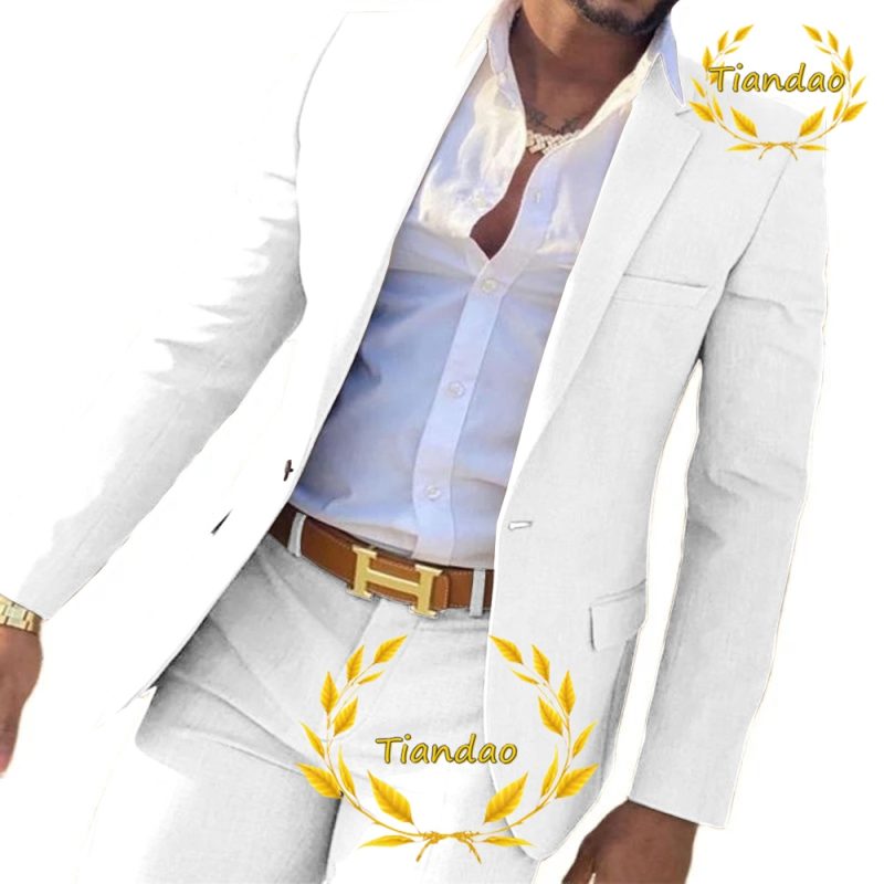 Suit for Men2-Piece Business Jacket Pants Khaki Wedding Best Man Tuxedo Slim Fit Formal Blazer Set Custom - Image 16