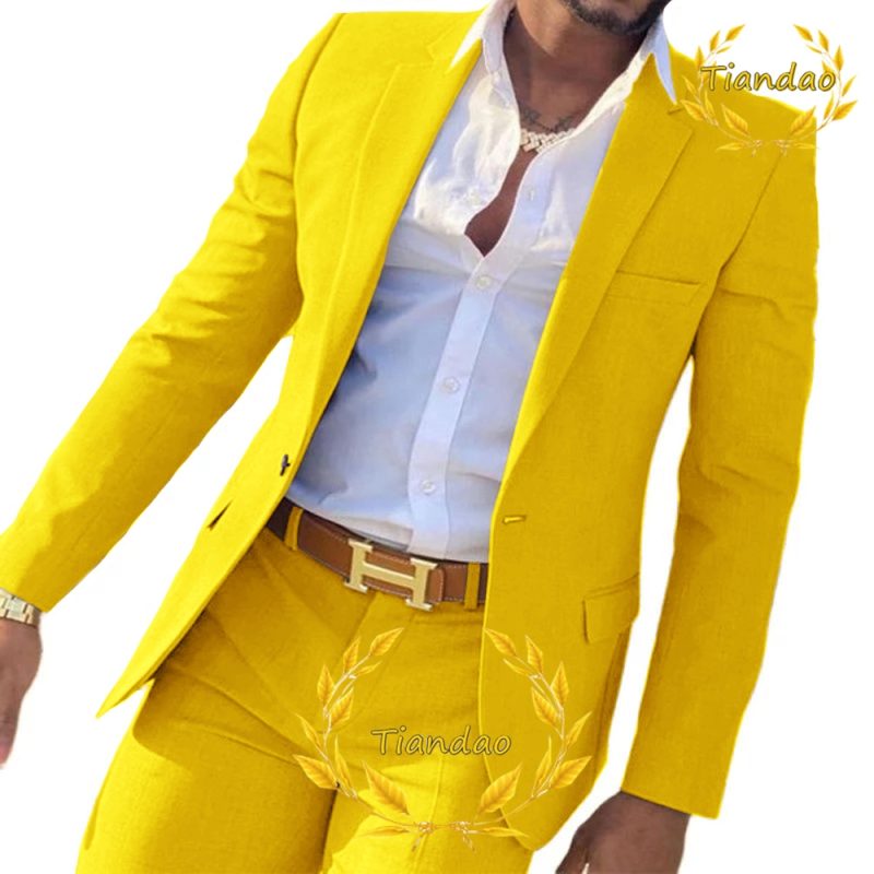 Suit for Men2-Piece Business Jacket Pants Khaki Wedding Best Man Tuxedo Slim Fit Formal Blazer Set Custom - Image 17