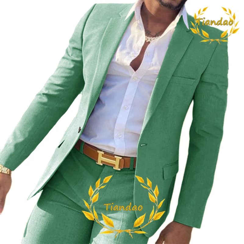 Suit for Men2-Piece Business Jacket Pants Khaki Wedding Best Man Tuxedo Slim Fit Formal Blazer Set Custom - Image 18