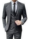 Suit (Blazer+ Vest + Pants) Men's Business Gentleman Fashion Slim Work Solid Color Plus Size Fair Dress Wedding Best Man Suit
