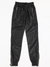 2209 Autumn Winter Motorcycle Jogger Pants Casual Pencil Harem Faux Leather Pants Men Zipper Elastic Waist Stretch PU Pants
