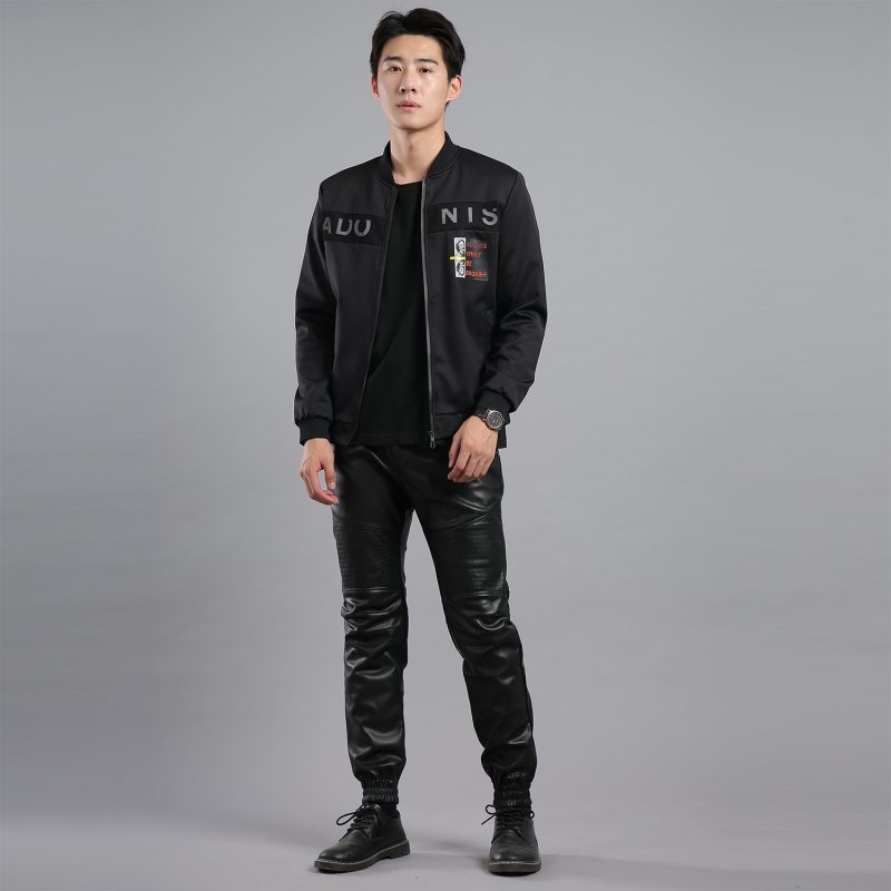 2209 Autumn Winter Motorcycle Jogger Pants Casual Pencil Harem Faux Leather Pants Men Zipper Elastic Waist Stretch PU Pants - Image 5