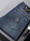 Falcon High-End European Retro Men's Jeans Slim Fit Smooths Your Silhouette Straight Leg Light Business Embroidery Long