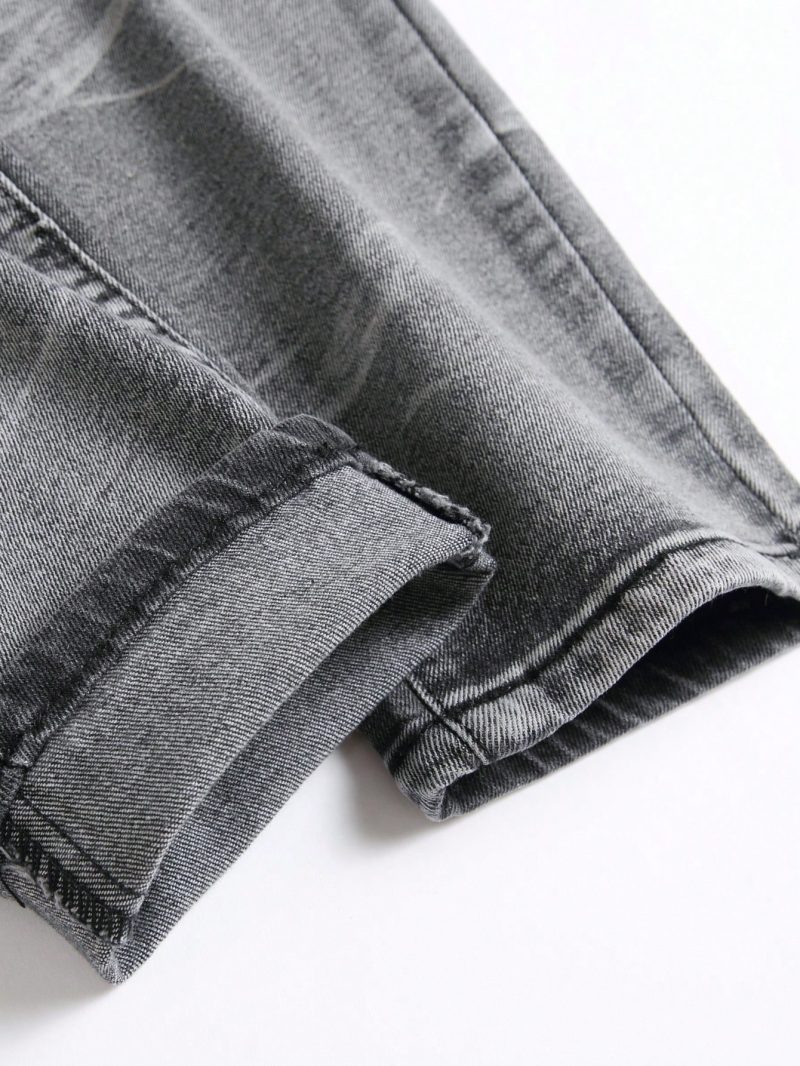Men‘s Stretchy Denim Jeans Streetwear Tearing Patchwork Holes Ripped Denim Elastic Waist Casual Pants Slim fit Straight Trousers - Image 4