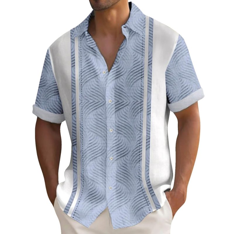 Summer Striped Printed Shirts For Men Casual Short Sleeve Button Down Loose Hawaiian Shirt Oversized Men Clothing Lapel Shirt - Image 2
