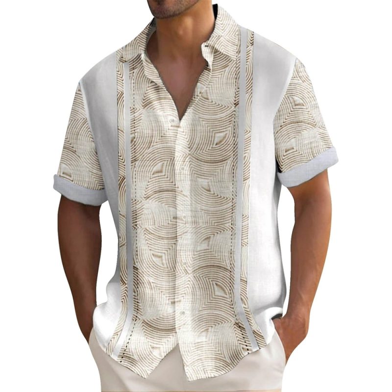 Summer Striped Printed Shirts For Men Casual Short Sleeve Button Down Loose Hawaiian Shirt Oversized Men Clothing Lapel Shirt - Image 4