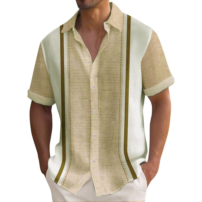 Summer Striped Printed Shirts For Men Casual Short Sleeve Button Down Loose Hawaiian Shirt Oversized Men Clothing Lapel Shirt - Image 6
